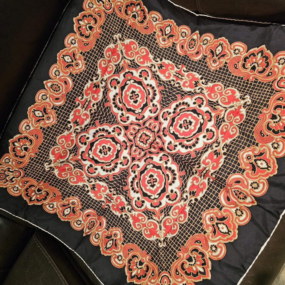 Chic Black and Orange Patterned Scarf